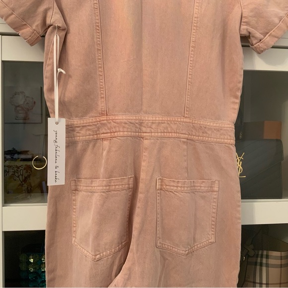 Young Fabulous And Broke Pink Denim Utility Jumpsuit Barbie core Size X-Small - Picture 4 of 6